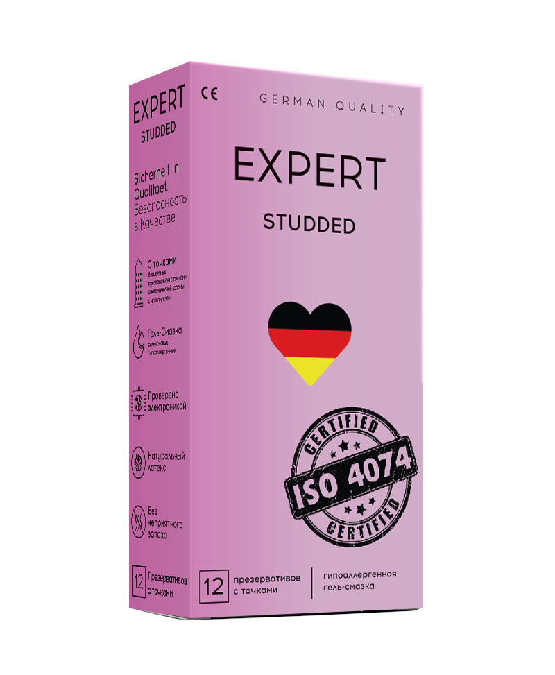 ПРЕЗЕРВАТИВЫ EXPERT STUDDED № 12 (ОБЛЕГАЮЩИЕ, ТОЧЕЧНЫЕ), 12 штук - фото - 1